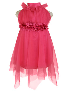 Girls Party Dress_Faye Berry Ruffled Neck Dress