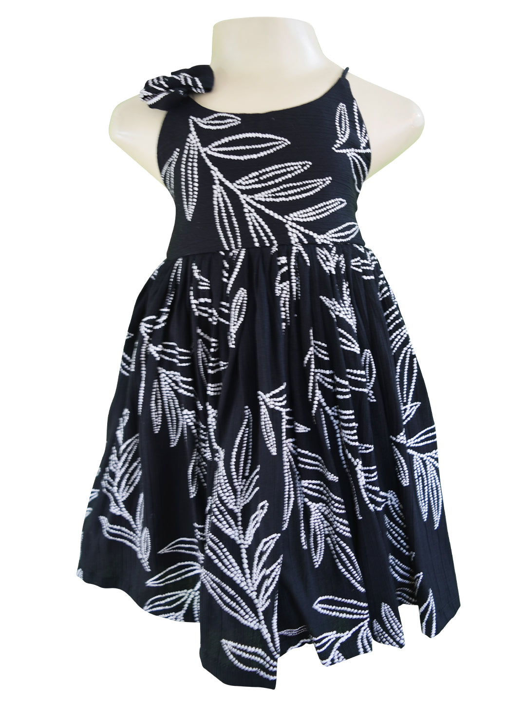 Dress for girls_Faye Black Leaf Print Dress