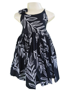 Dress for girls_Faye Black Leaf Print Dress