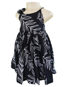 Faye Black Leaf Print Dress for girls