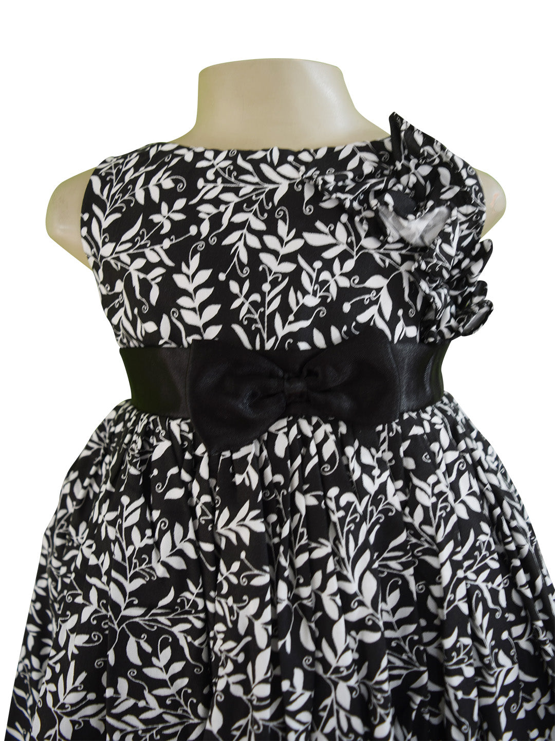 Faye Black & White Floral Dress for kids