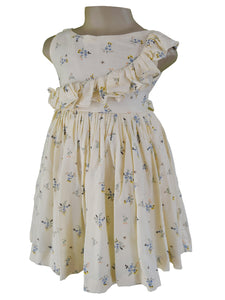 Faye Blue Floral Print Ruffle Dress for kids