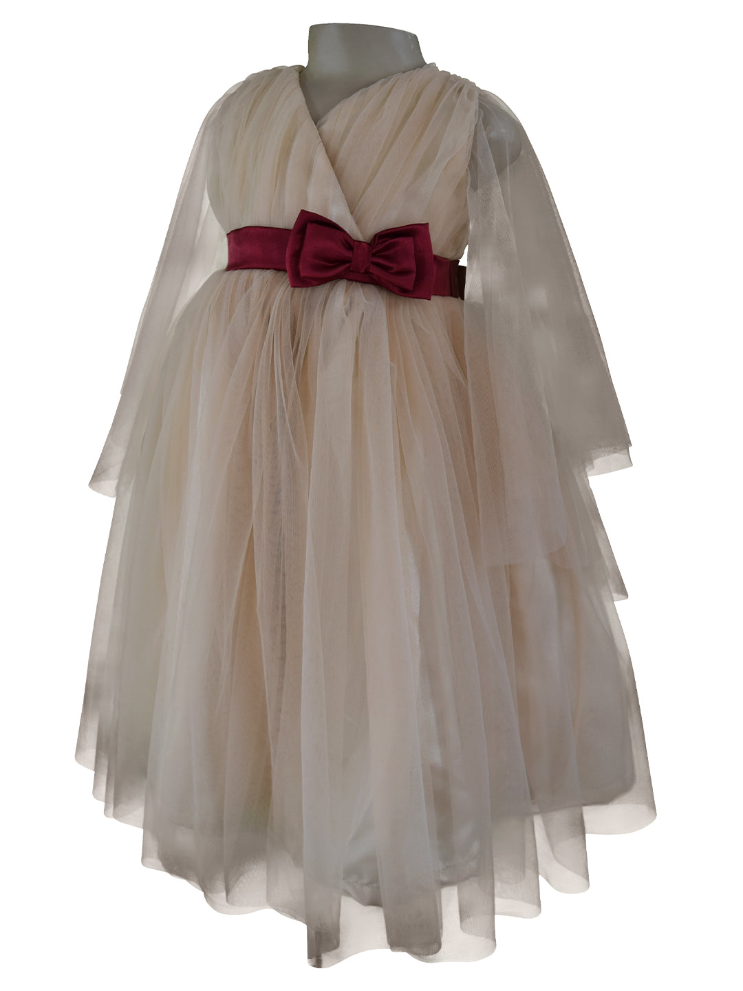 Faye Champagne V Neck Gown for baby girls