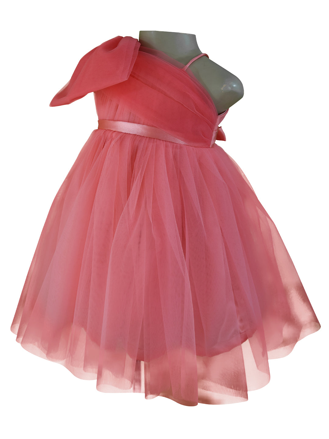 Faye Coral Bow Dress for Kids