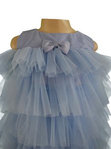 Faye Dusty Blue Tiered Dress for kids