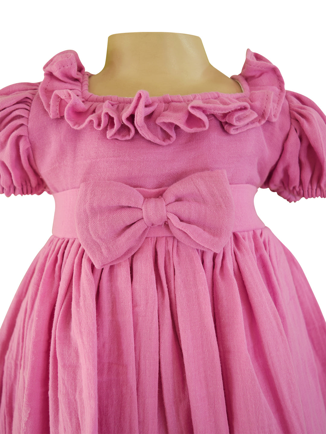 Faye Lavender Puff Sleeve Cotton Dress for kids