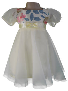 Girls Party Dress_Faye Lime Puff Sleeve Dress