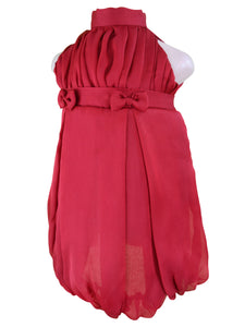 Faye Maroon Pleated Party Dress for girls