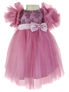 Girls Party Dress_Faye Mauve Ruffle Sleeve Dress