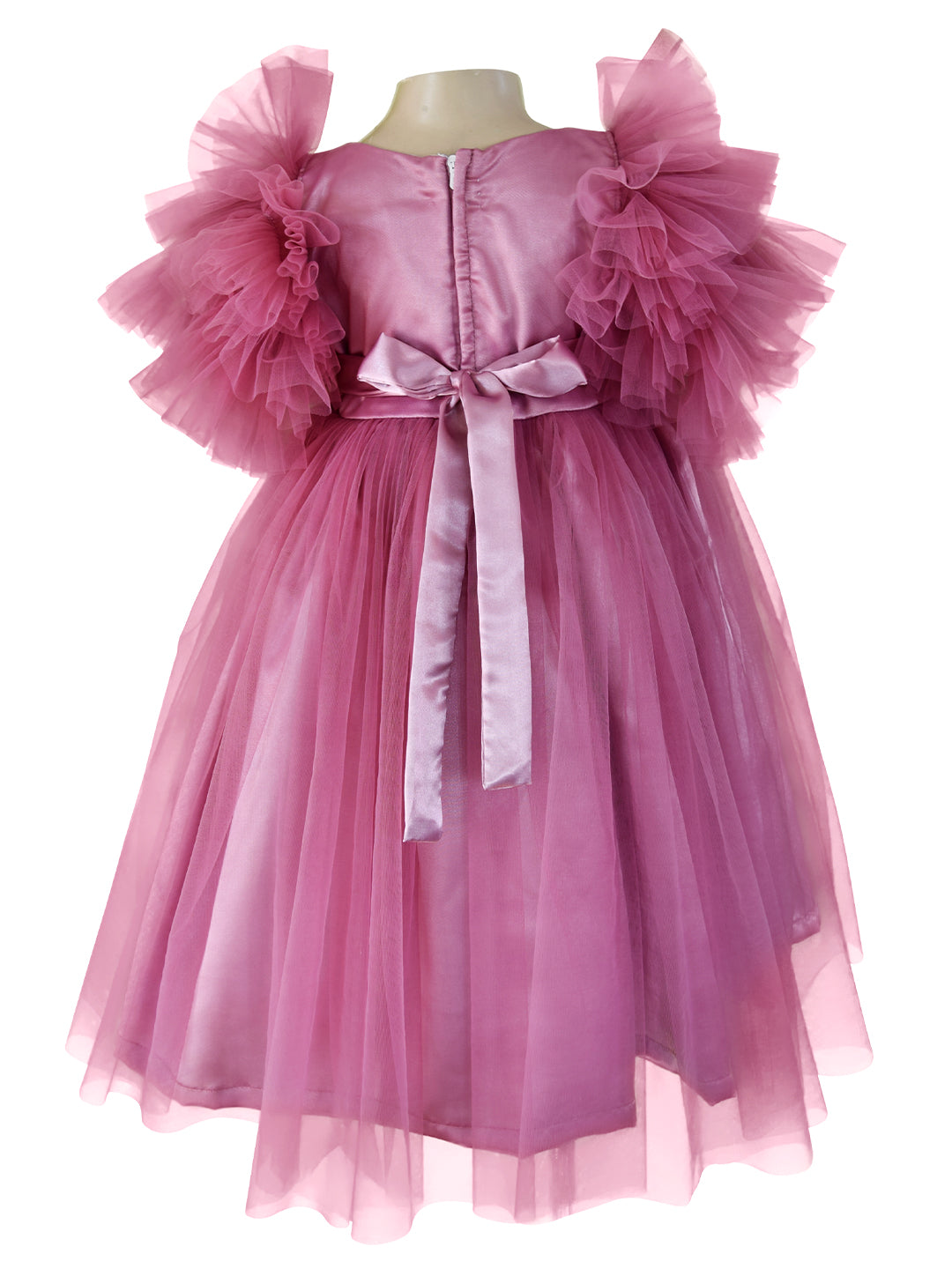 Mauve Tiered Sleeve Gown for girls