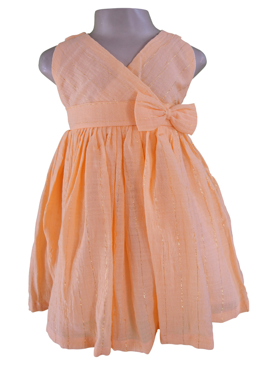 Dress for kids_Faye Peach V-Neck Dress