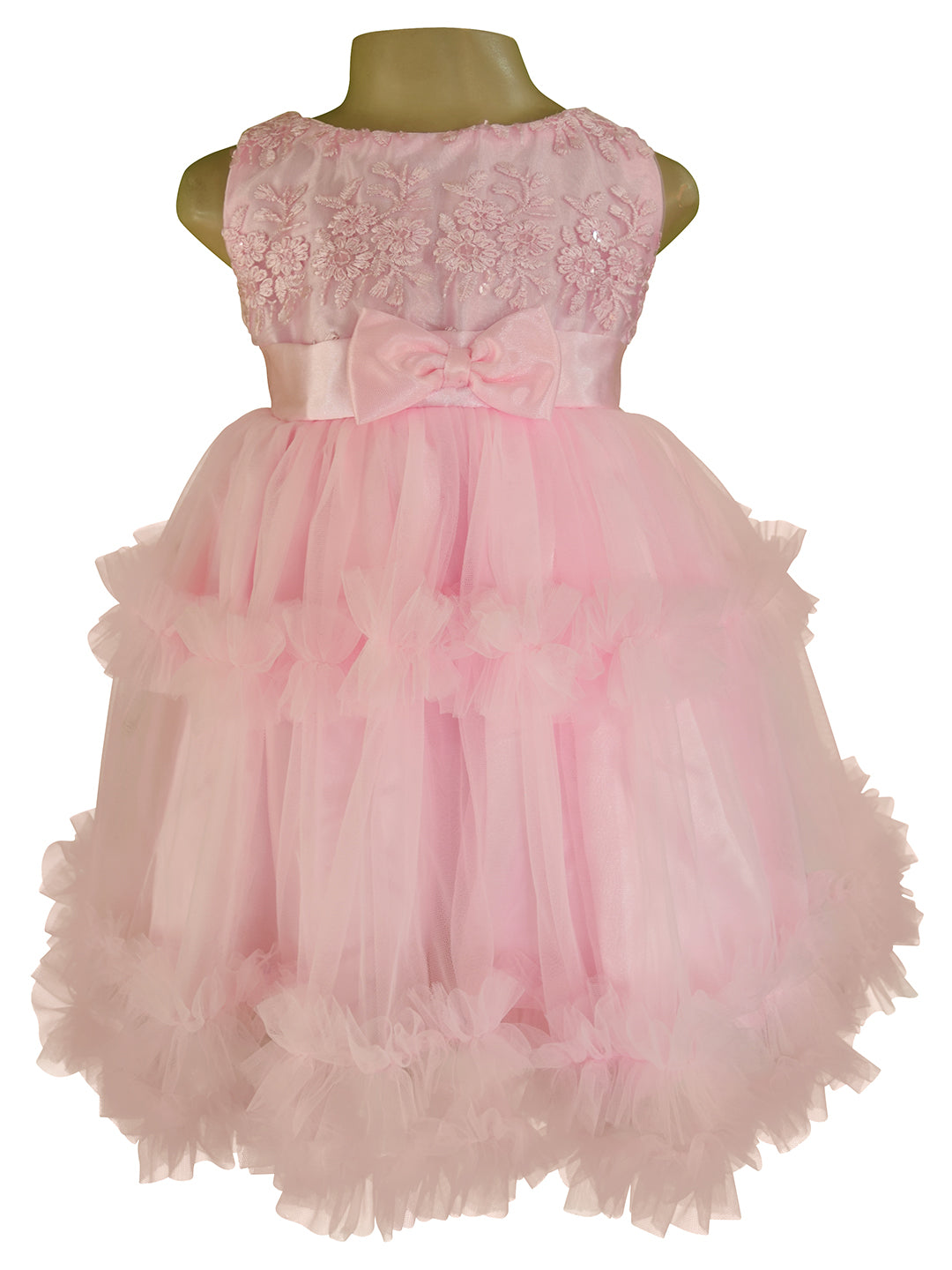 Party Dress_Faye Pink Embroidered Tiered Dress