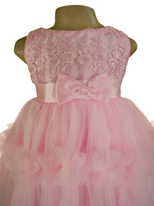 Kids Party Dress_Faye Pink Embroidered Tiered Dress