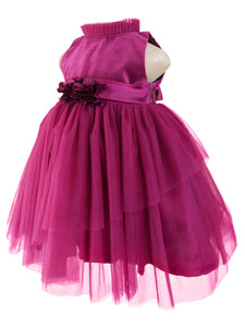 Faye Plum Velvet Asymmetric Dress for girls