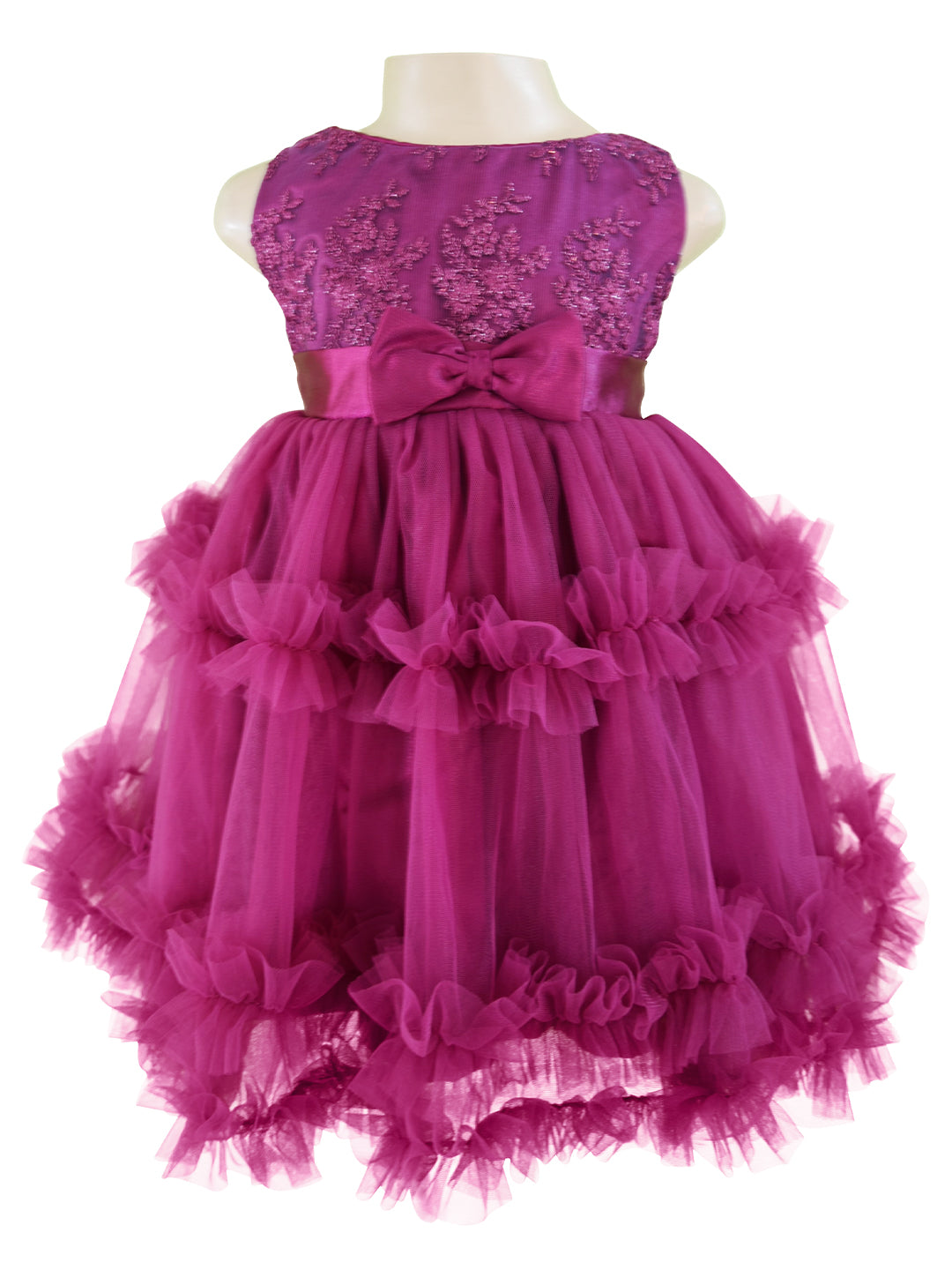 Party Dress for Girls_Faye Wine Embroidered Tiered Dress