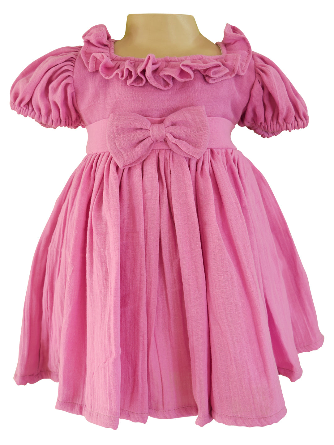 Faye Lavender Puff Sleeve Cotton Dress for girls