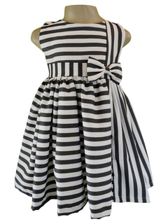 black and white striped flower girl dress