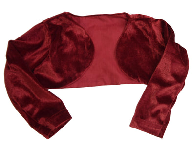 Kids Wear_Faye Maroon Velvet Long Sleeve Shrug