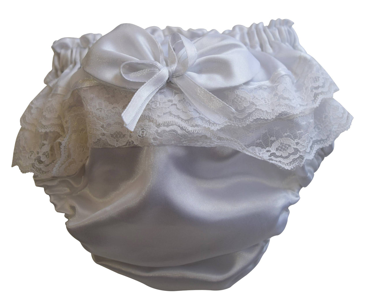 Bloomer for baby girls_Faye White Satin Bloomers